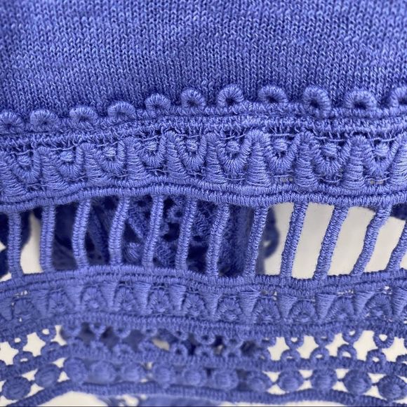 Chico’s blue linen crochet lace accents cardigan sweater - Picture 4 of 10